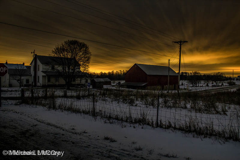 The light from a village in background