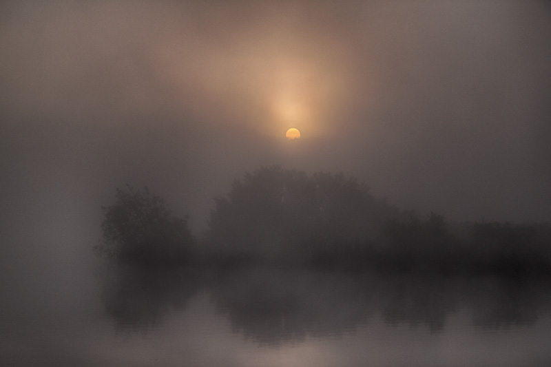 Foggy morning boat launch