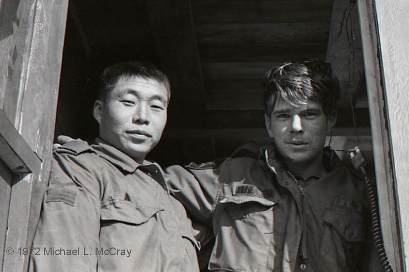 Me with a South Korean soldier from the position next to us along the DMZ fence, the negative was backwards